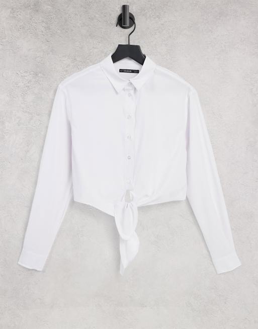 Threadbare tie front shirt in white