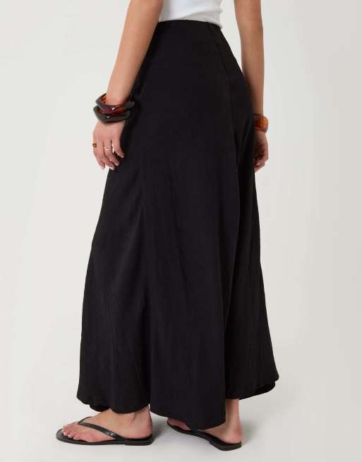 Threadbare Tie sash midi skirt in black, 4 of 4
