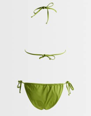 Threadbare Tie Side Triangle Bikini Set In Green