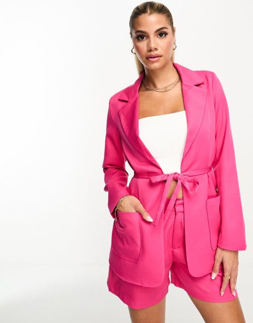Threadbare tie waist blazer in pink (part of a set)