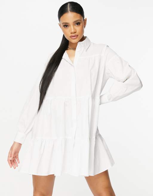 Asos white clearance tiered dress