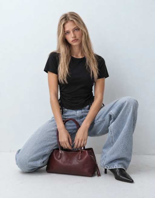 Threadbare top con maniche a mantella e dettaglio arricciato sul lato in nero, 10 di 10