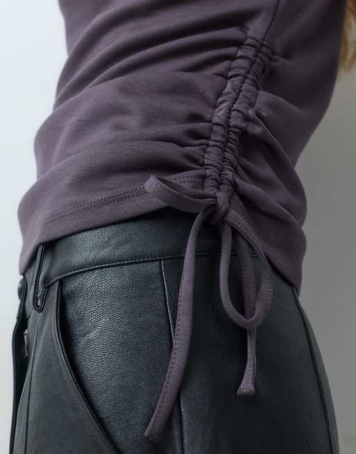 Threadbare top met capemouwen en zijdetail met plooien in grijs, 5 van 5
