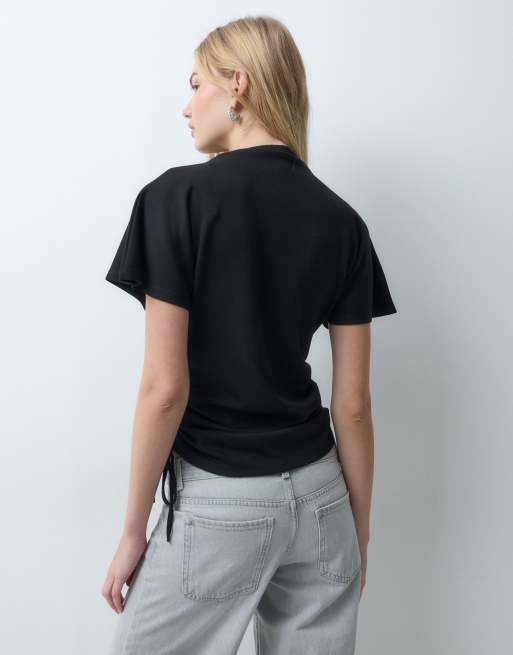 Threadbare top z rękawami typu cape i marszczeniem po boku w kolorze czarnym, 3 z 10