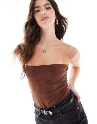 Threadbare - Trägerloser Body aus Jersey in Schokoladenbraun-Brown