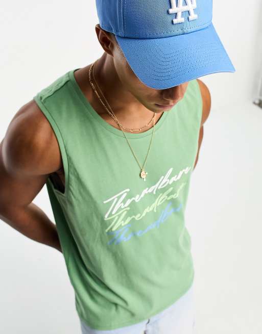 Threadbare – Trägertop in Blassgrün mit Logoprint