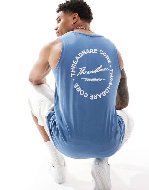 Threadbare – Trägertop in Koronetblau mit Logoprint - view 1