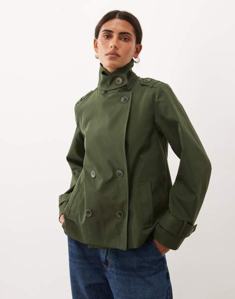 Threadbare - Trench-coat court avec col cheminée - Kaki - view 1