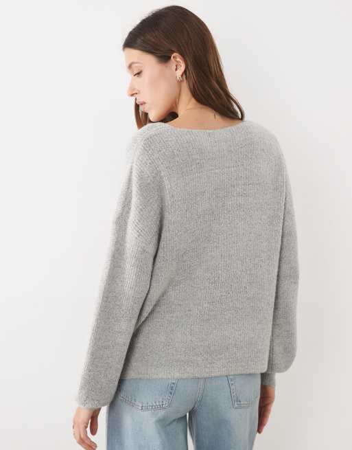 Threadbare tröja med v-ringning i grått, 2 av 4