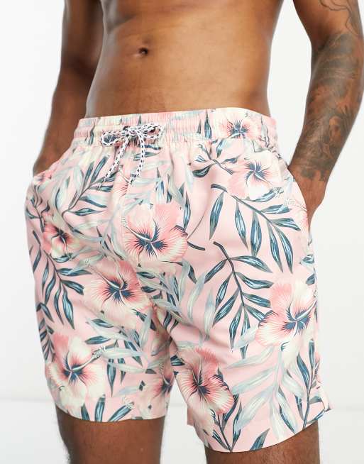 Threadbare tropical swim short 2 pack in midnight and pink | ASOS