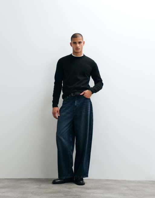 Threadbare trui met ronde hals van gebreide stof in zwart, 5 van 5