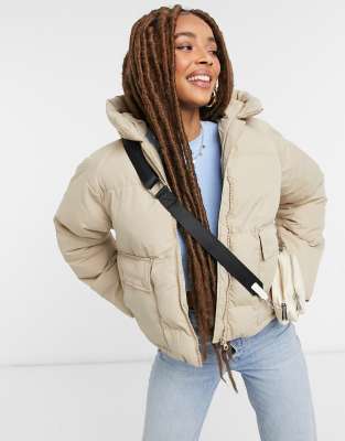 Threadbare Tulip Hooded Puffer Jacket In Stone neutral ModeSens