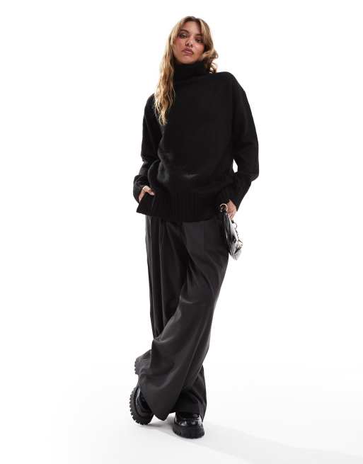 Threadbare turtle neck oversized sweater in black ASOS - Main Image