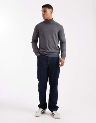 Threadbare Turtle Neck Sweater In Gray