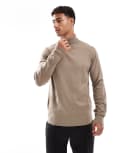 [Threadbare] Threadbare turtleneck jumper in taupe-Neutral L Taupe
