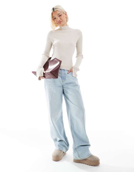 Threadbare turtleneck ribbed sweater with split sleeve in