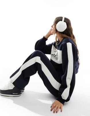 Threadbare - Tuta Sportiva Da Sci Blu Navy Con Maglione Taglio Corto E Joggers