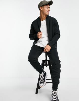 Tuta sportiva nera con felpa con cerniera lampo e joggers Asos Uomo Sport & Swimwear Abbigliamento sportivo Felpe sportive 