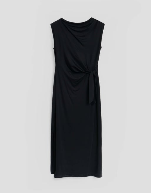 Threadbare Twist detail slash neck maxi dress in black, 5 of 5