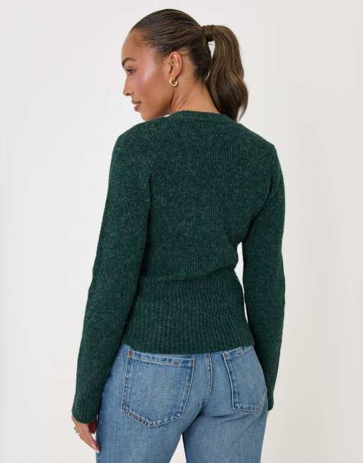 Threadbare V neck cardigan knitted in green, 2 of 4