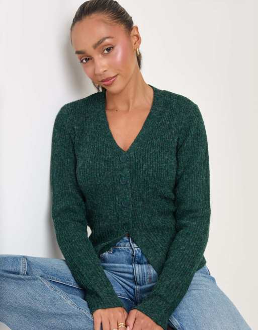 Threadbare V neck cardigan knitted in green, 4 of 4