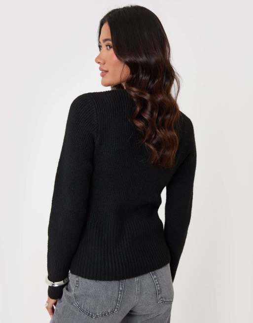 Threadbare V neck knitted cardigan in black, 2 of 4