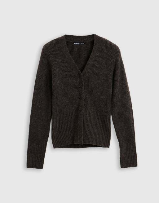 Threadbare V neck knitted cardigan in chocolate brown, 5 of 5