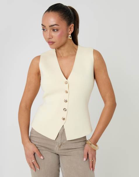Threadbare V-neck knitted waistcoat in lemon