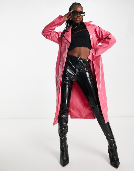 Threadbare - Val - Trenchcoat van vinyl in felroze