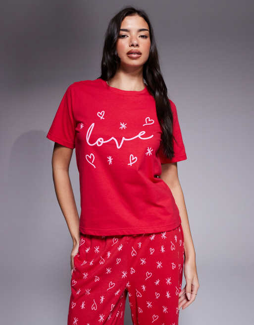 Threadbare – Valentines – Pyjama in Rot mit „Love“-Print, 3 von 4