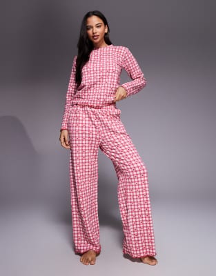 Threadbare - Valentinstag - Pyjama aus Baumwollmix mit Vichykaromuster und Herzchen in Rot und Weiß