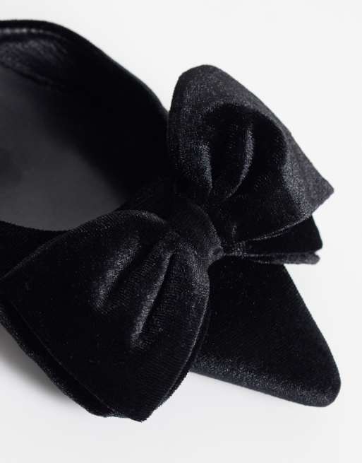 Threadbare velvet sling back bow heel in black, 3 of 4