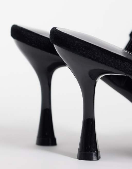 Threadbare velvet sling back bow heel in black, 4 of 4