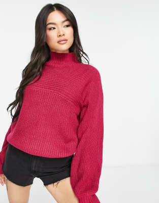 Threadbare Veronica high neck jumper in burgundy - ASOS Price Checker
