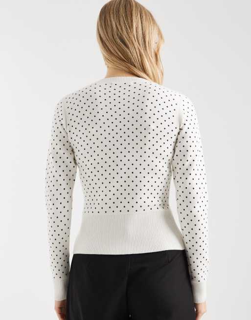 Threadbare - Vest met ronde hals en stippenprint in wit, 4 van 4