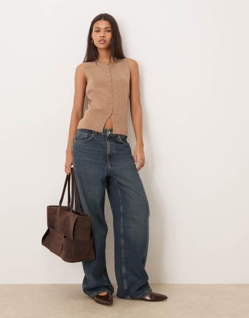 Threadbare - Vest zonder mouwen met ronde hals in lichtbeige, 2 van 4