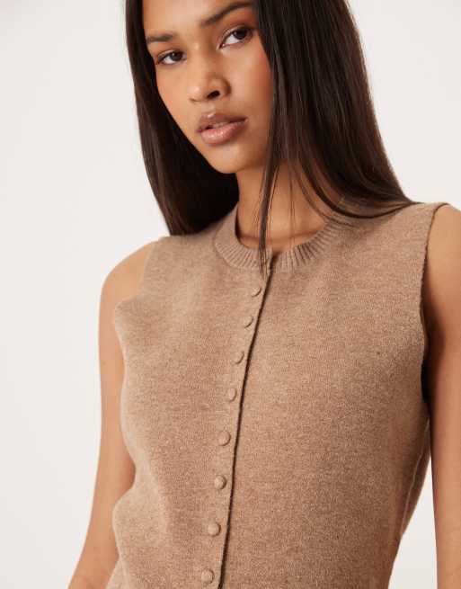 Threadbare - Vest zonder mouwen met ronde hals in lichtbeige, 3 van 4