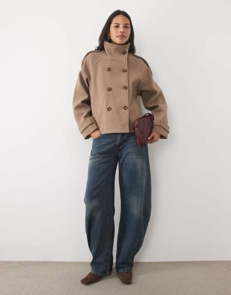 Threadbare - Veste courte en fausse laine avec col cheminée - Fauve - view 1