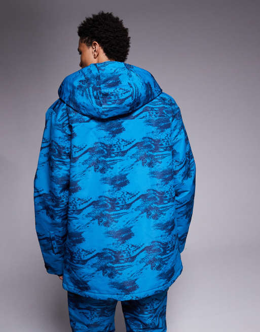 Threadbare - Veste de ski zippée à imprimé et capuche - Bleu et marine, 3 de 5