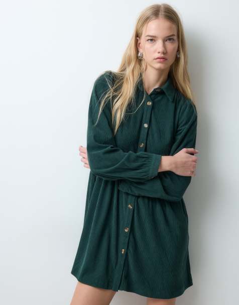Threadbare vestido mini abotonado en verde oscuro - view 1