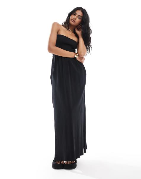 Threadbare - Vestito lungo a fascia in jersey nero - view 1