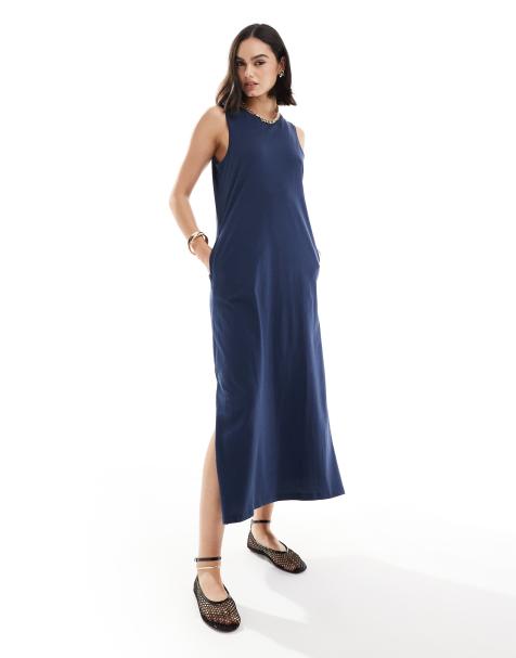 Threadbare - Vestito lungo in jersey blu navy - view 1