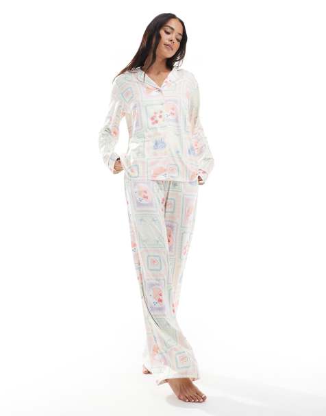 Threadbare – Vit, mjuk pyjamas med kakelmönster - view 1