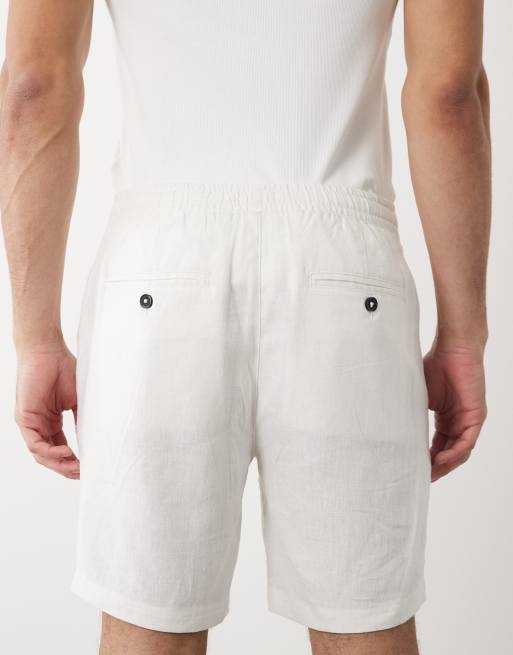 Threadbare – Vita shorts i linnemix med dragsko i midjan, 5 av 5