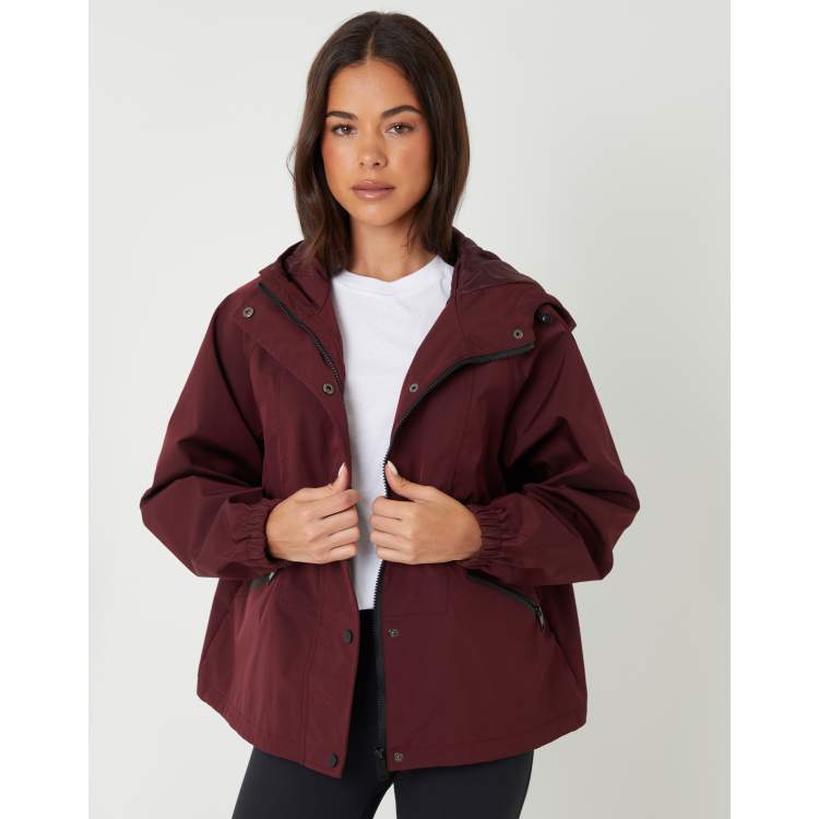 Threadbare Waterproof hooded jacket in burgundy ASOS