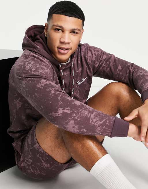 Threadbare - Waverly - Korte loungeset in bordeauxrood met acid wash