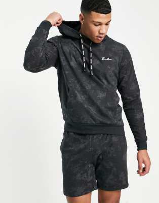 Threadbare Waverly Shorst Lounge Set In Black Acid Wash ModeSens