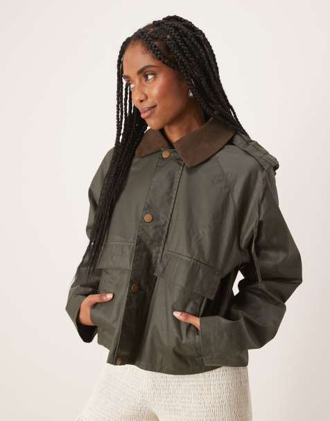 Threadbare Waxed jacket with concealed hood in khaki - view 1
