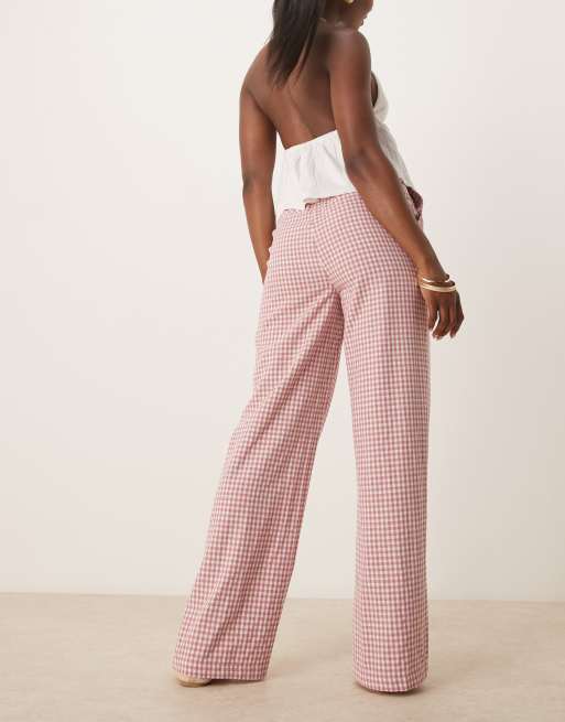 Threadbare – Weite Hose mit Kordelzugbund und Vichy-Karomuster in Rosa und Weiß, 3 von 5