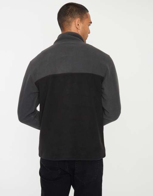 Threadbare 'wham' two tone quarter zip fleece jumper in grey, 3 of 4